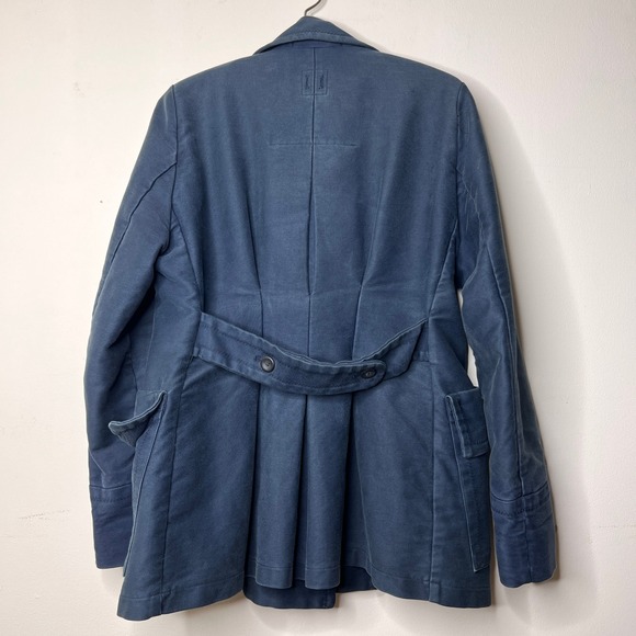 Hannes Roether Navy Blue Double Breasted Jacket Women's XL Pea Coat 100% Cotton‎ - Picture 2 of 9